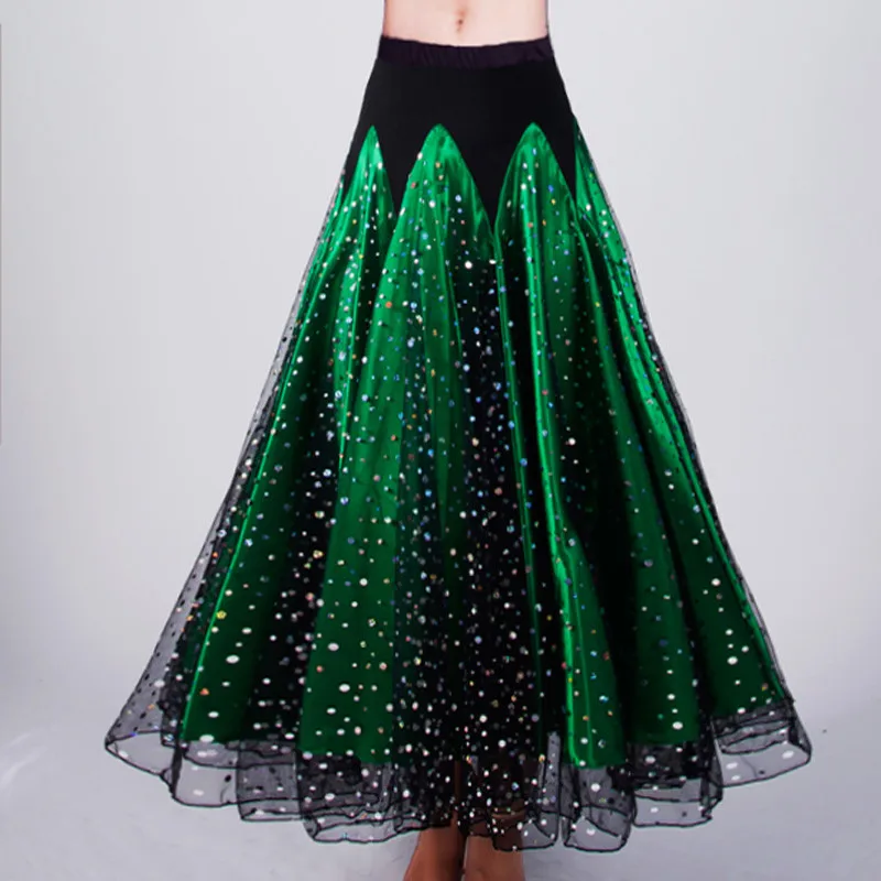 720 Degree Ladies Modern Swing Skirt Waltz Ballroom Dance Practice Long dress women Ballroom Dance Half Skirt Sequin Long dress