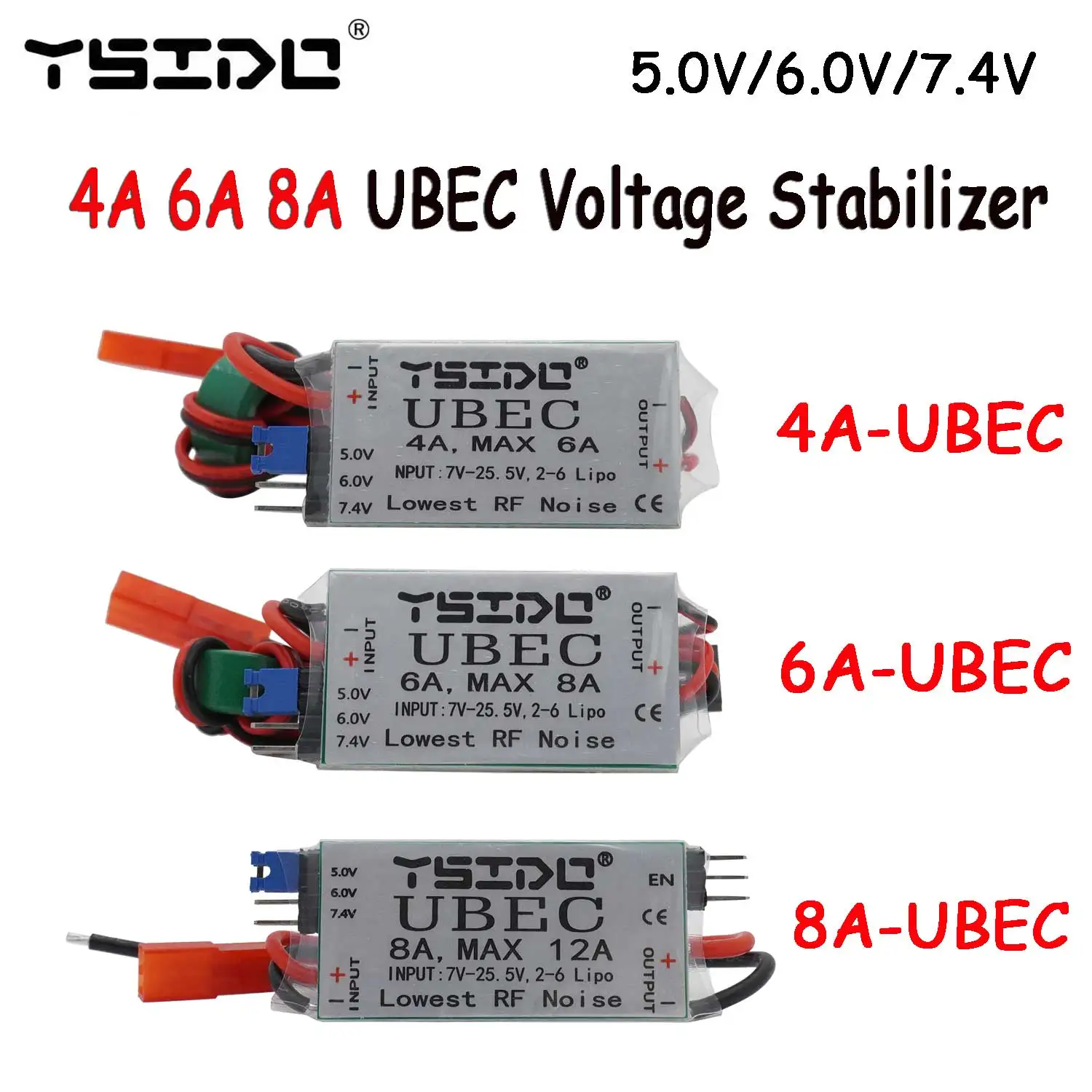 YSIDO 4A 6A 8A UBEC 5V 6V 7.4V Stabilizator napięcia BEC do samochodów RC Samolot Robot Łódź Akcesoria do akumulatorów