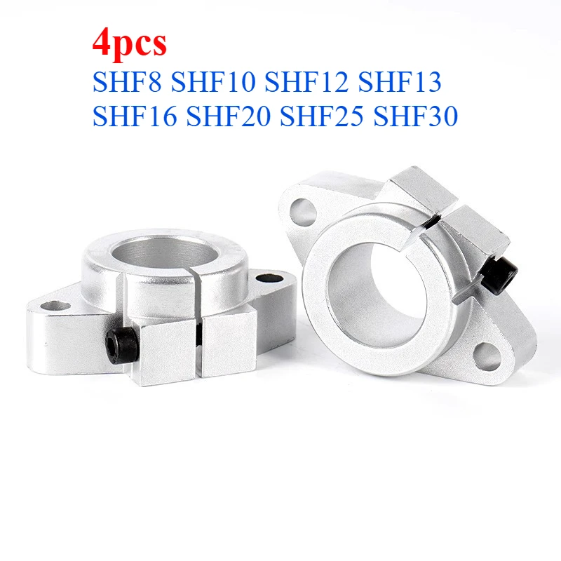 4pcs Linear Bearing Shaft SHF8 SHF10 SHF12 SHF16 SHF20 SHF25 SHF30 Aluminum Alloy Support CNC Router for 3D Printer Part