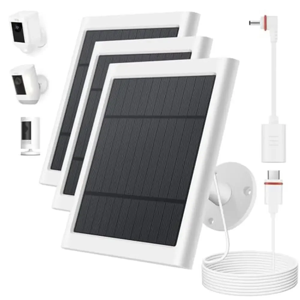 

3 Pack Solar Panel Ring Camera Charger Ring Spotlight & Stick Up Cam Battery Fast Charging 6V 4W Solar Power Kit with 10ft Cable