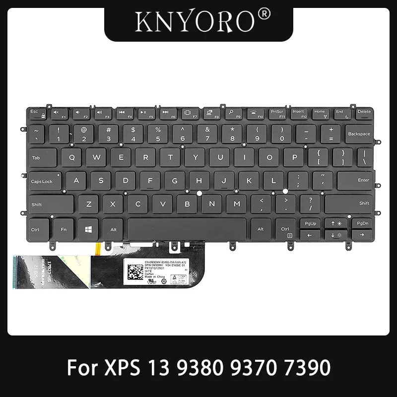 

New US Keyboard for Dell XPS 13 9380 9370 7390 Notebook Keybaord with Backlight Laptop Replacement Accessories