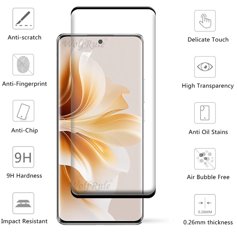 4-in-1 For Reno 11 Pro 5G Glass OPPO Reno 11 Pro 5G Tempered Glass Curved 9H Screen Protector Reno11 Reno 11 Pro 5G Lens Glass