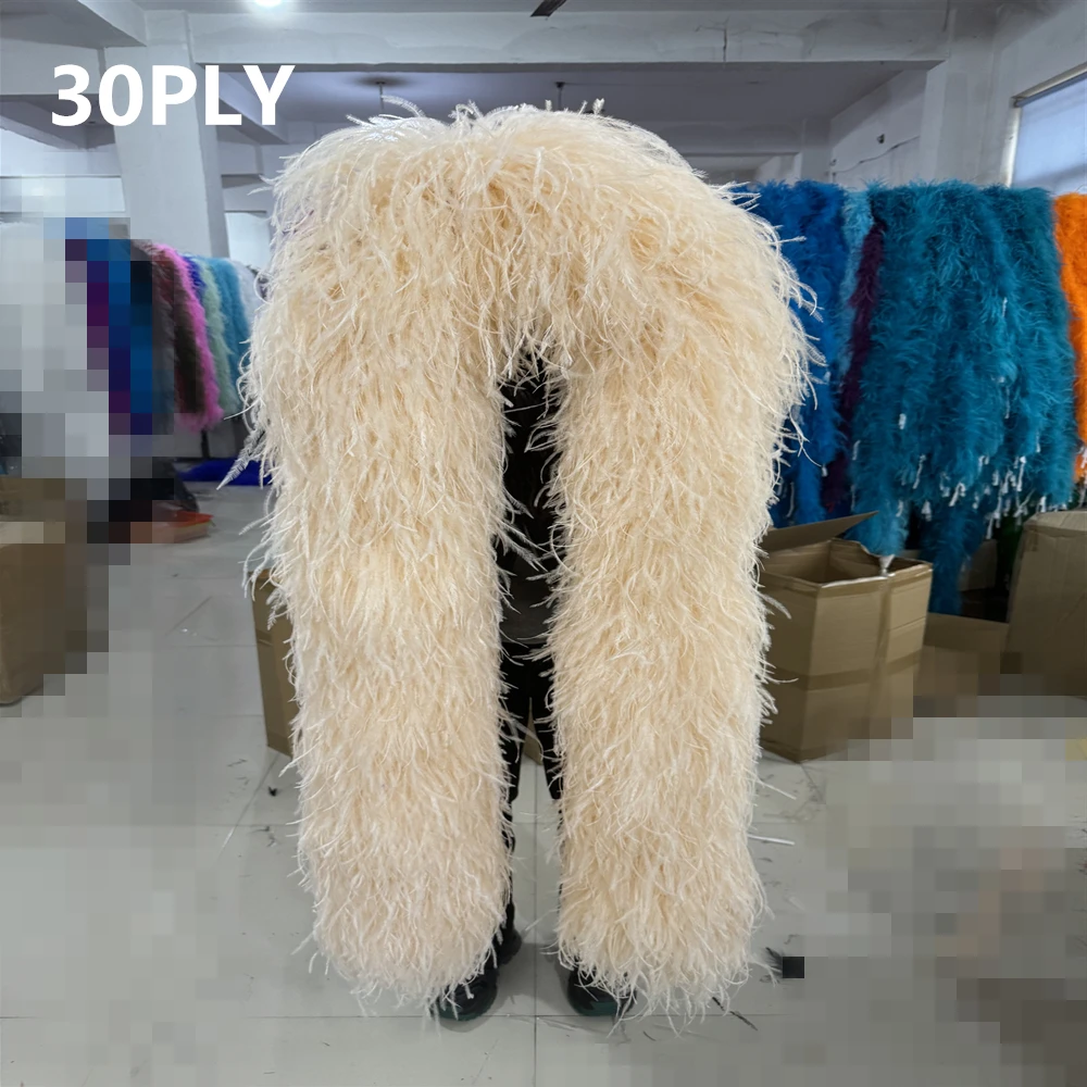 

1-30Ply Fluffy Ostrich Feathers Boa Shawl Costume Dress Sewing Decoration Scarf 2meter trims for Carnival Wedding Clothing Boa