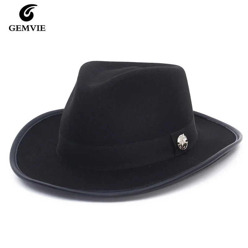 7 Colors Fedora Hat Panama Black Cap With Ribbon Elegant Gentlmen Hats For Men And Women Metal Logo Decoration