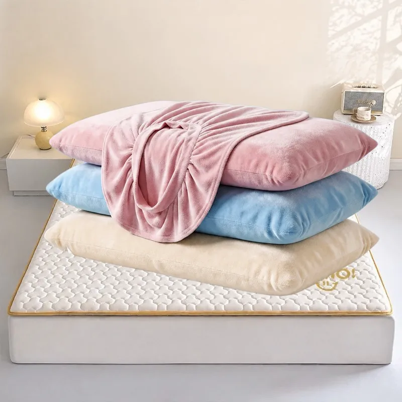 2PC Velvet Pillowcase Soft Solid Color Envelope Opening Pillow Cover for Bedroom Pillow Covers Hugging Pillow Case Decoration