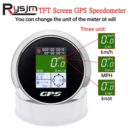 HD Customized 52MM/85MM Waterproof TFT Screen Digital GPS Speedometer With Antenna MPH Knot Km/h For Car Boat Marine 12V/24V