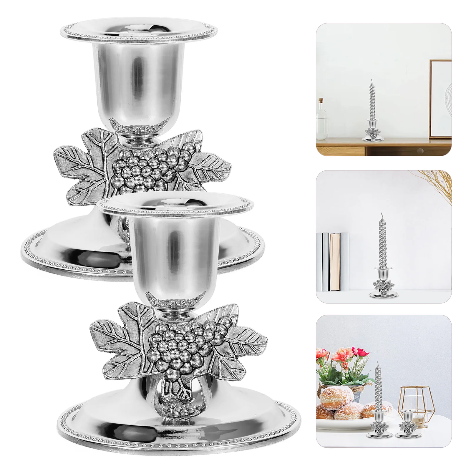 

2Pcs Shabbat Holder Metal Taper Stand Romantic Atmosphere Decor for Living Room Dining Table Party Events