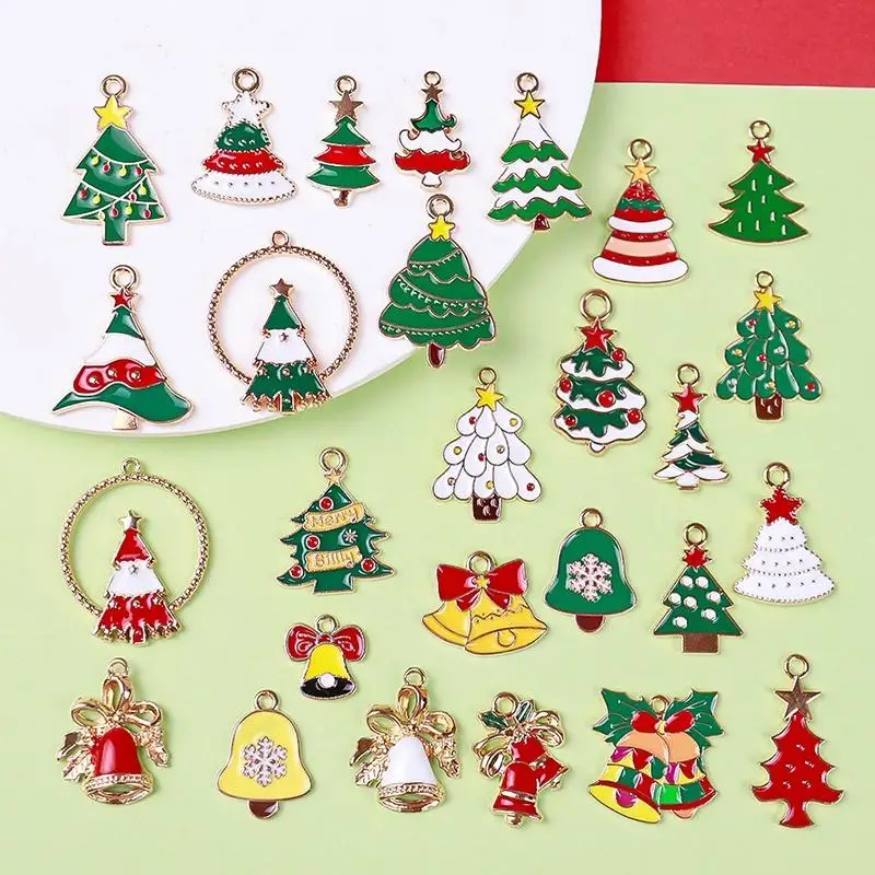 Weihnachts-Emaille-Anhänger, 10/20/50 Stück, sortiert, für die Herstellung von Schmuck, Weihnachtsgeschenk für Bastler – Detail 6