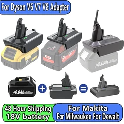 Adaptador de bateria de lítio para Dyson, Dyson V6 V7 V8 Series para Makita, Dewalt, Conversor Milwaukee, Aspirador ToolDC58, SV11, SV10, 18V