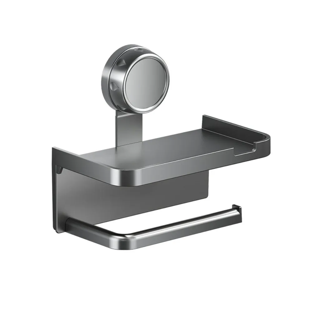 Suction Cup Bathroom Paper Holder High-Quality Double Layer Tissue Holder Self Adhesive Multi-Functional Toilet Paper Rack