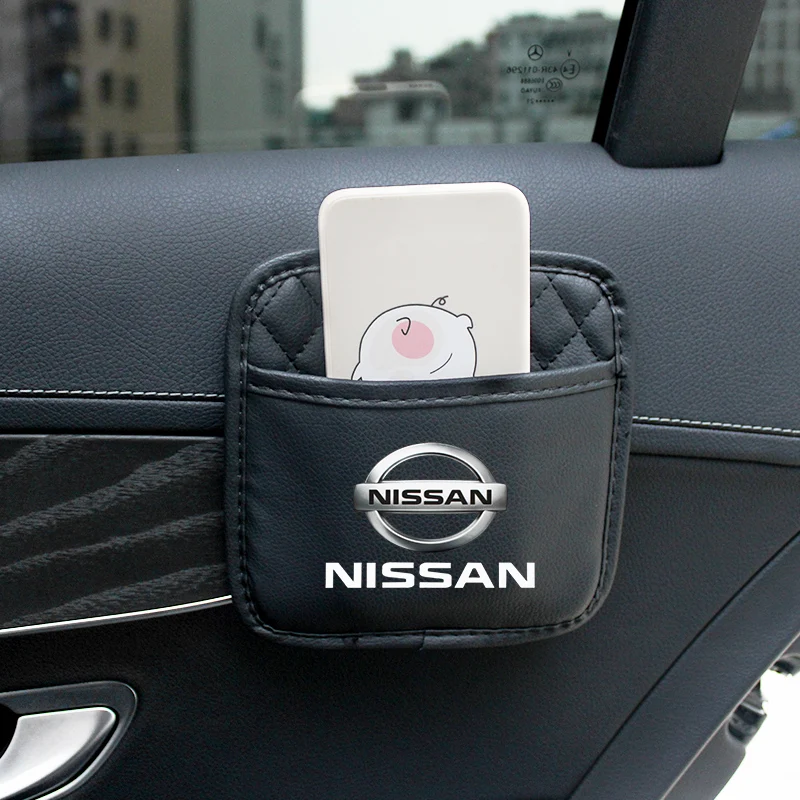 For Nissan Nismo Qashqai GTR J10 J11 370Z X TRAIL Juke Car Seat Side Pocket Organizer Bag Pocket Storage Box Sticker Accessories