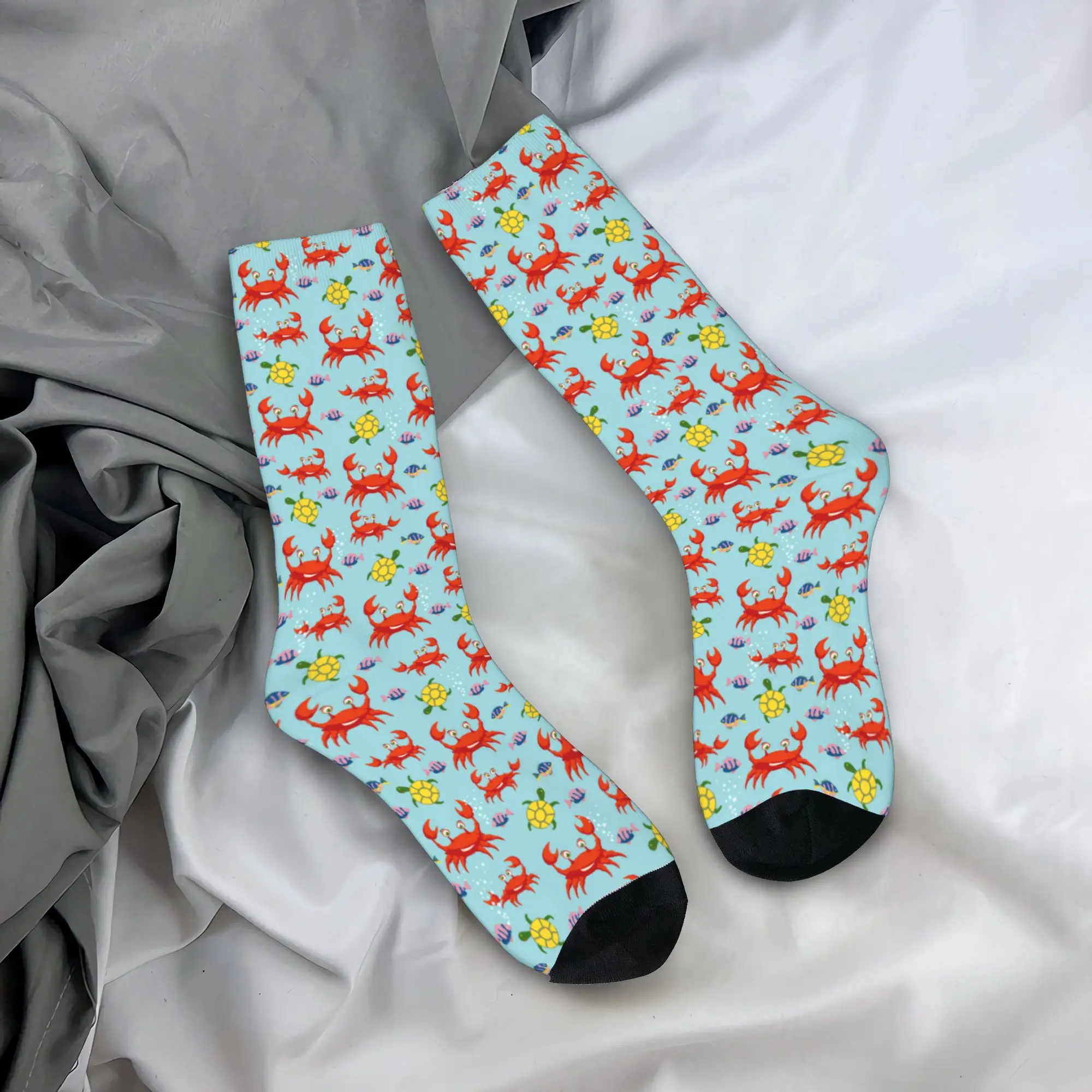 Underwater Flat Pattern Socks  Casual Stockings Couple High Quality Skateboard Socks Autumn Graphic Anti Sweat Socks