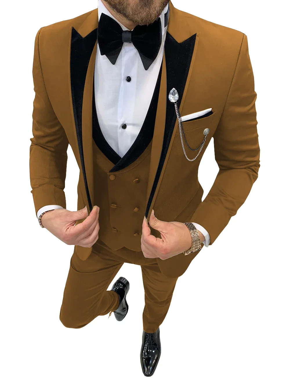 Abiti da uomo Abiti eleganti da uomo Abiti da lavoro casual da ufficio per pendolari per matrimonio Coustime Homme Luxe Tre pezzi (giacca + gilet + pantaloni)