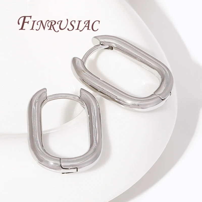 Trendy U Shape Earrings 18K Gold Plated Geometric Hoop Earring Piercing Earring For Women Jewelry Accessories Ladies Party Gifts image 5