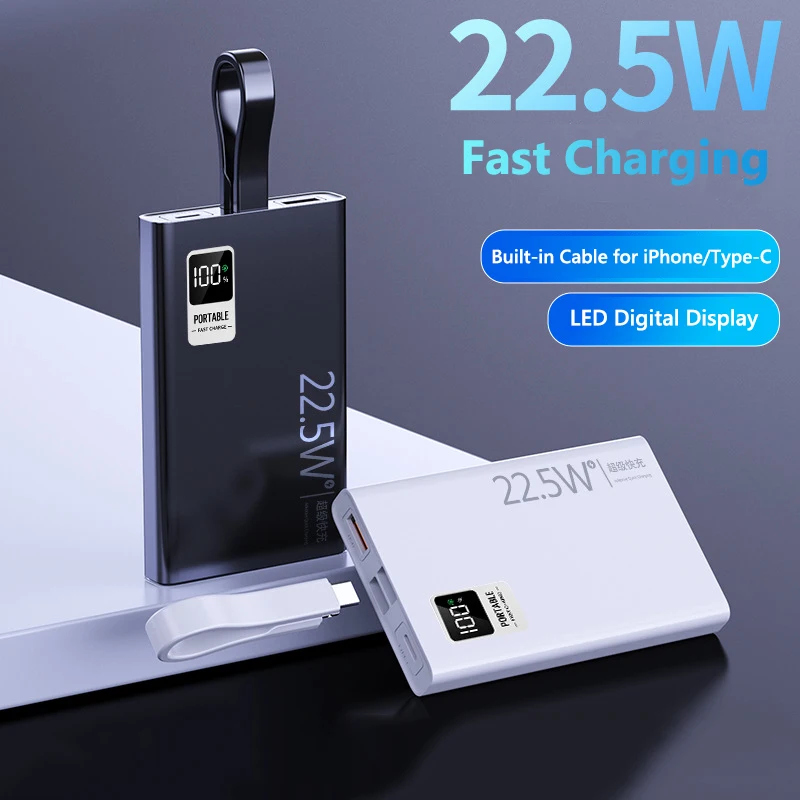

22,5 Вт Power Bank с быстрой зарядкой 30000 мАч Портативное внешнее зарядное устройство Powerbank для iPhone 17 Xiaomi redmi Samsung Poverbank