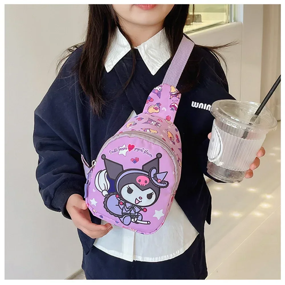 Anime Hello Kitty Sanrio Children Chest Bag 산리오 가방 Kuromi Pochacco Messenger Bags Cinnamoroll Pompompurin Backpack for Kids Gift