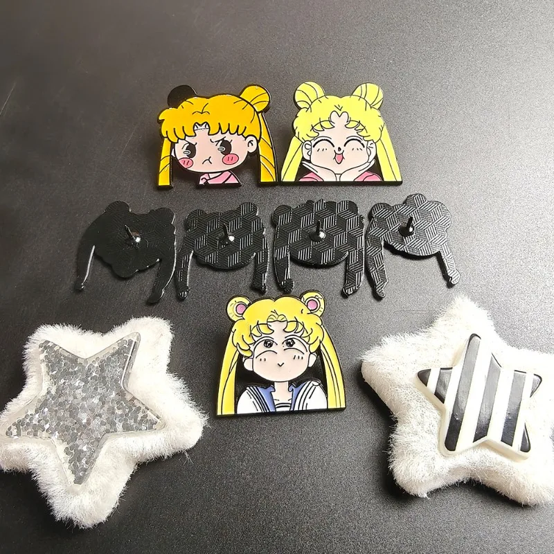 7Pcs Set Sailor Moon Heart Shape Enamel Pins Cartoon Broochs Creativity Metal Badges for Backpack Clothing Jewelry Holiday Gifts view 3