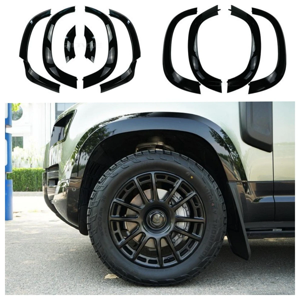 Image of Breite Kotflügelverbreiterungen für 2020-2023 Land Rover Defender 90/110, Matt-Glänzend Schwarz, Überflügel-Set, Radlaufverbreiterung