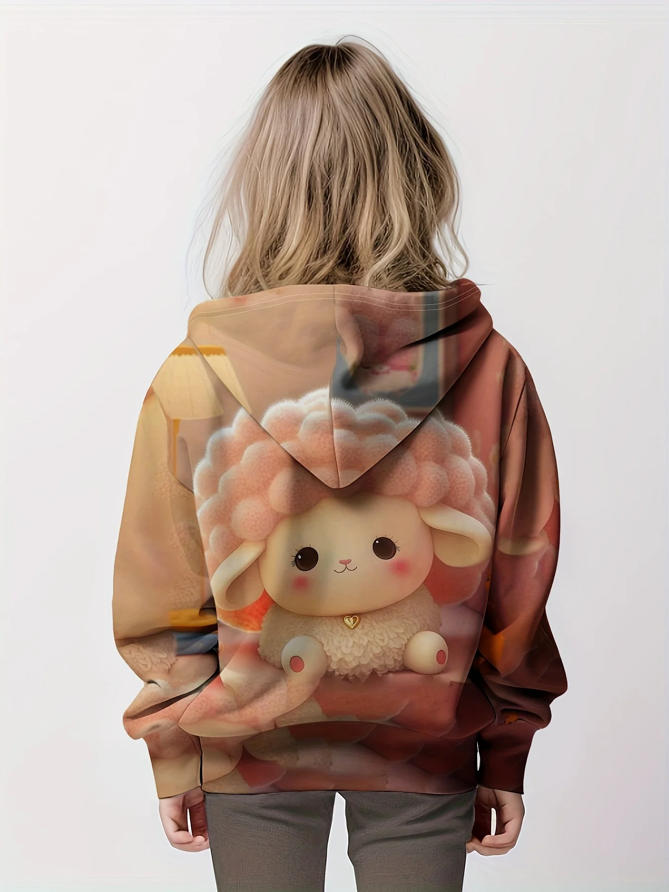 Rabbit toys 3D printed girls' casual pullovers, long sleeved sportswear, loose hoodies, sweaters, children's activity tops, part