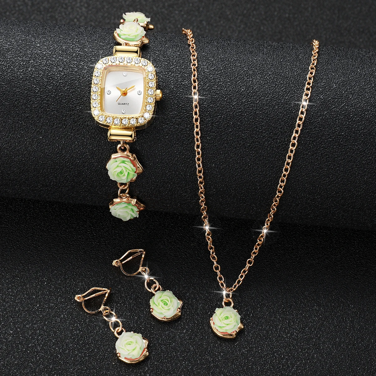 4PCS Elegant Women Square Quar - огляд і ціна Ladies Fashion Watch