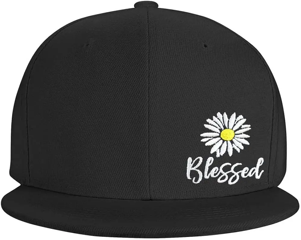 Daisy Blessed Snapback Hats for Men Women, Funny Daisies Lover Gifts, Embroidery Blessed Faith Adjustable Hip Hop Plain I