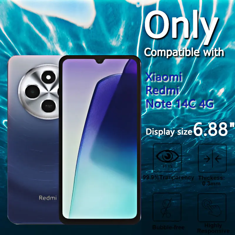 1-4 stuks schermbeschermers voor Redmi 14C 4G 14C gehard glas kristal hoog aluminium anti-kras behuizing vriendelijk 6,88 "bescherming