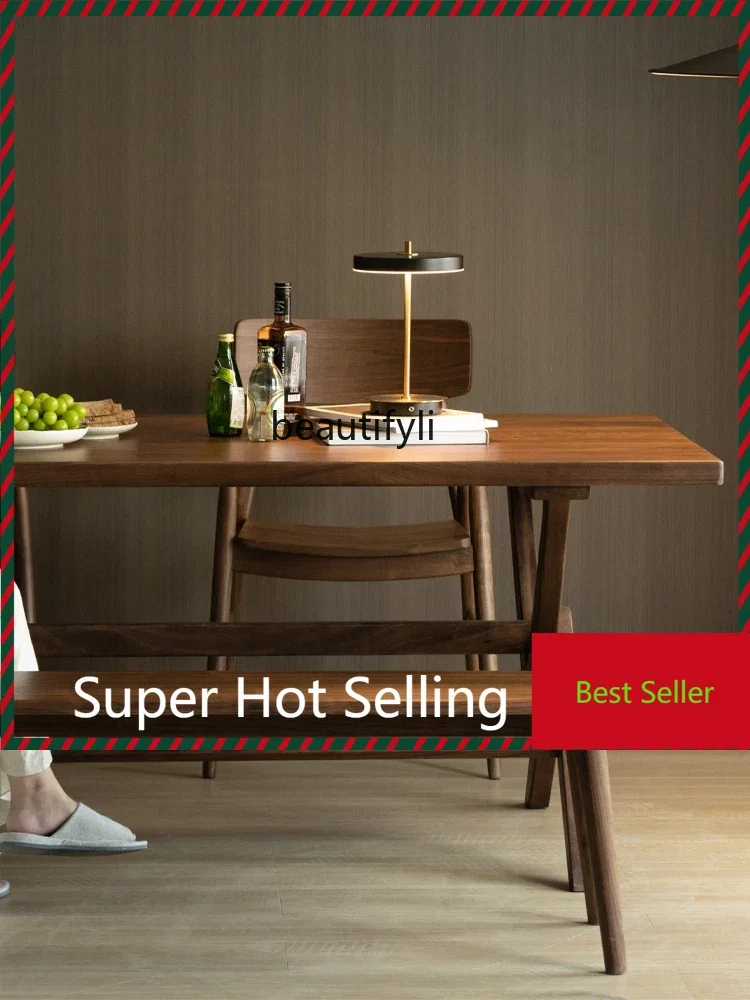 

G1218 North American black walnut dining table Nordic, rectangular table Household Japanese workbench Desk