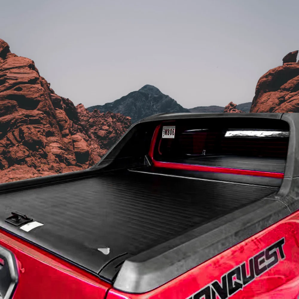 Tapa de rodillo de recogida, cubierta de cama de persiana de camión, cubierta de tóner Manual enrollable dura con cerradura codificada para Toyota Hilux Revo