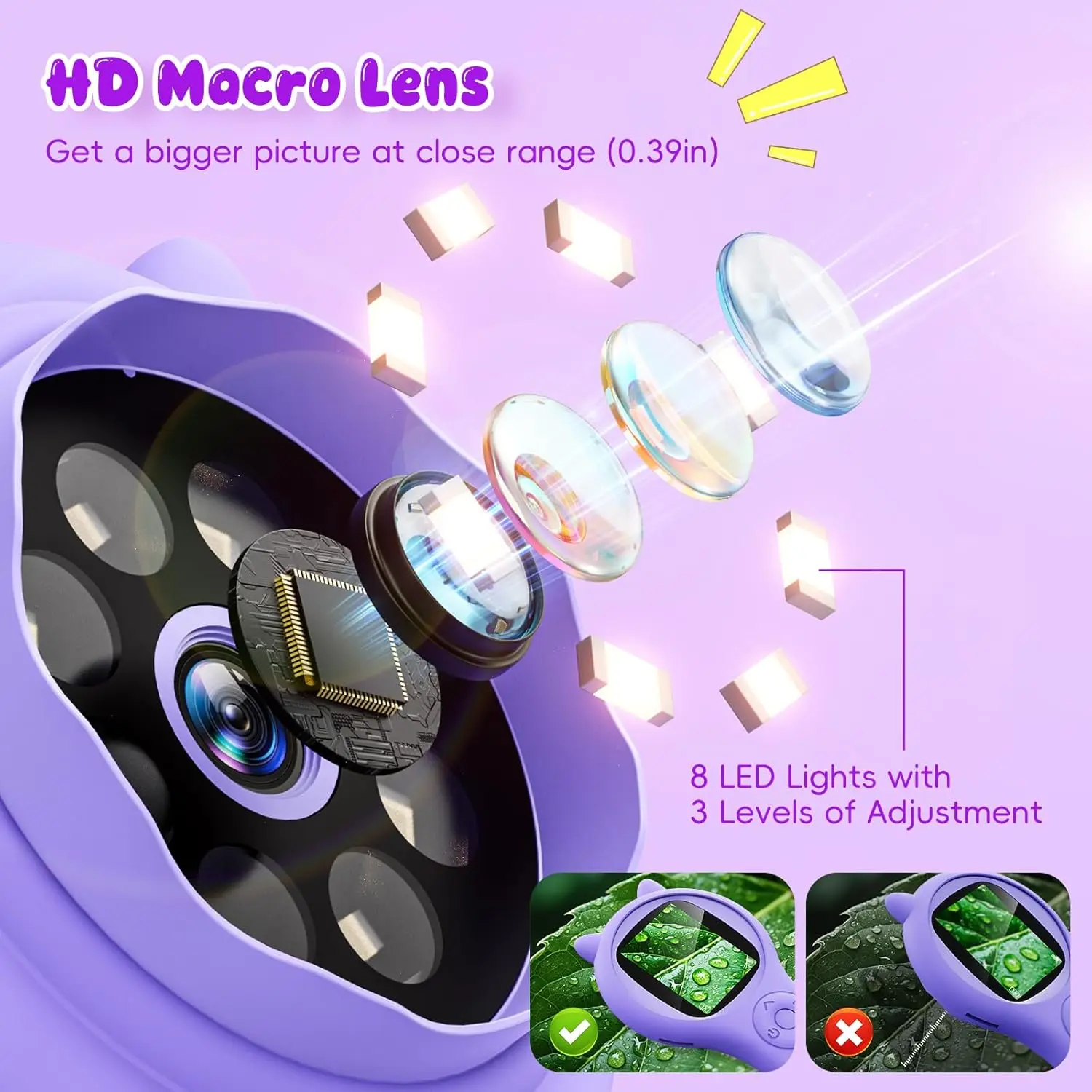 Mini Kids Optical Microscope With Photo And Video Function 500X Observe The Microscopic World Science Children Educational Toys