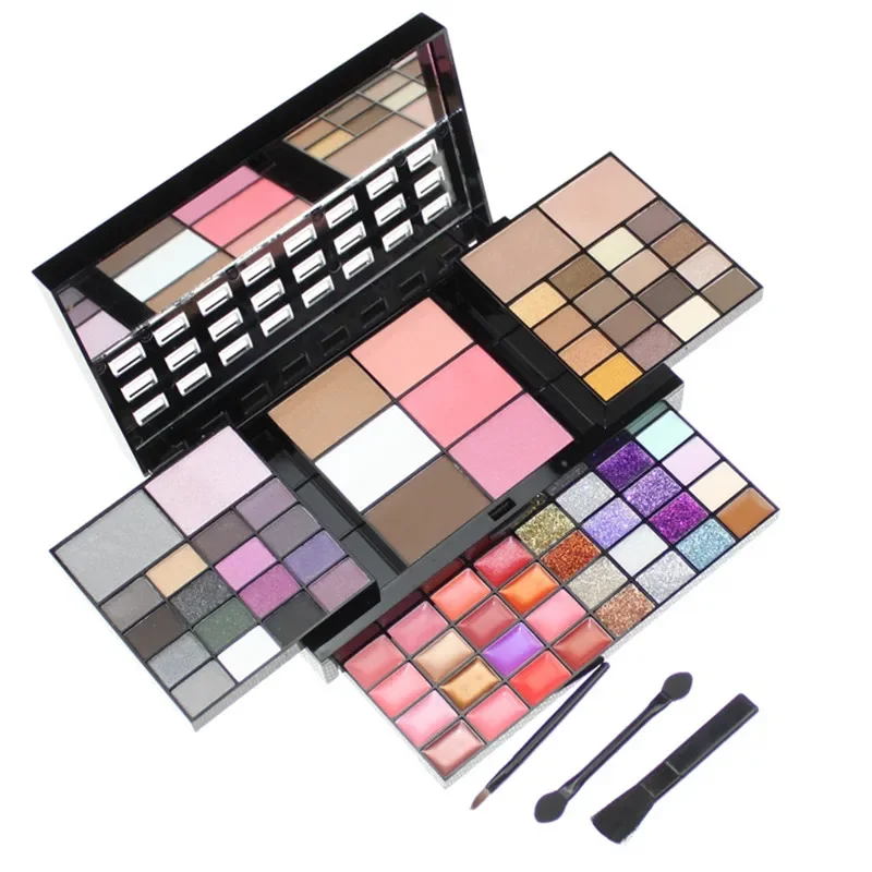 Combinaison de fard à paupières, 74 couleurs, brillant à lèvres, ensemble de maquillage tout-en-un, plateau de fard à paupières mat, correcteur, rouge à lèvres Flash, boîte de kit de maquillage