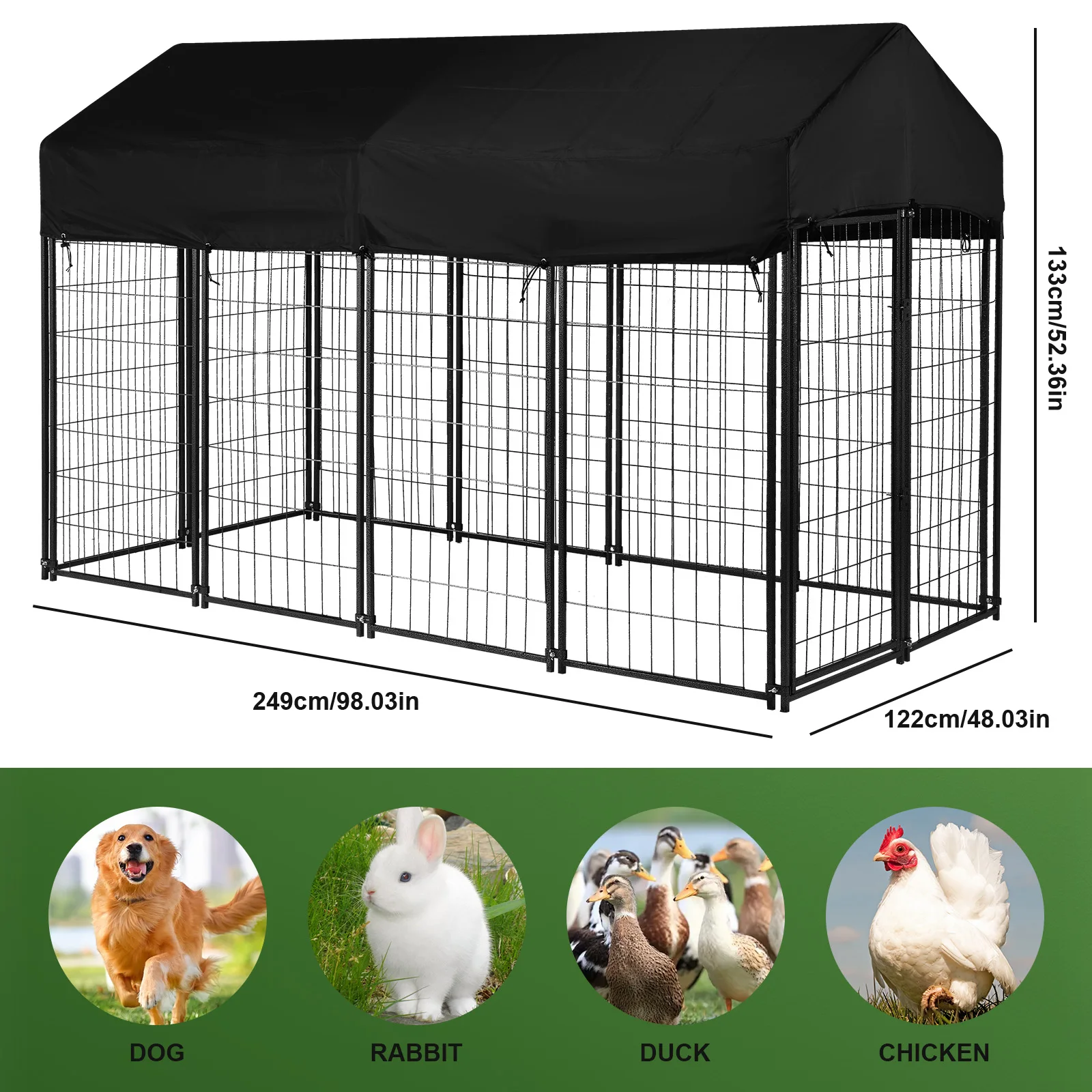 

Outdoor Secure Wire Crate Kennel -Resistant Heavy Duty Welded Wire Steel Dog Playpen Fence with Door for Medium To Small Dog