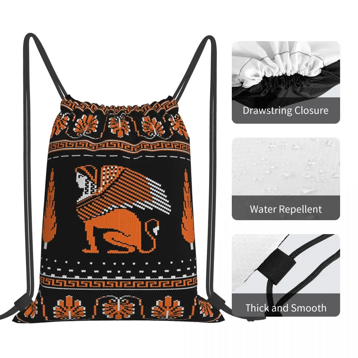 Ancient Knits-Greek Backpacks Multi-function Portable Drawstring Bags Sundries Bag Book Bags For Travel Students