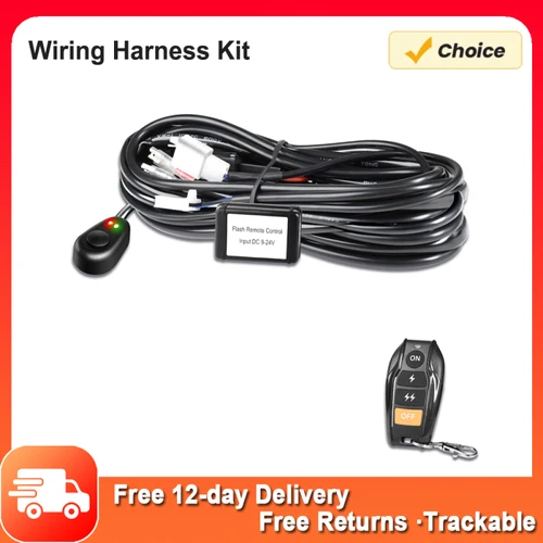 Kit de arnés de cableado de barra de luz LED, 2 cables, Control remoto inalámbrico, Kit de arnés de cableado de núcleo de 18awg para coche