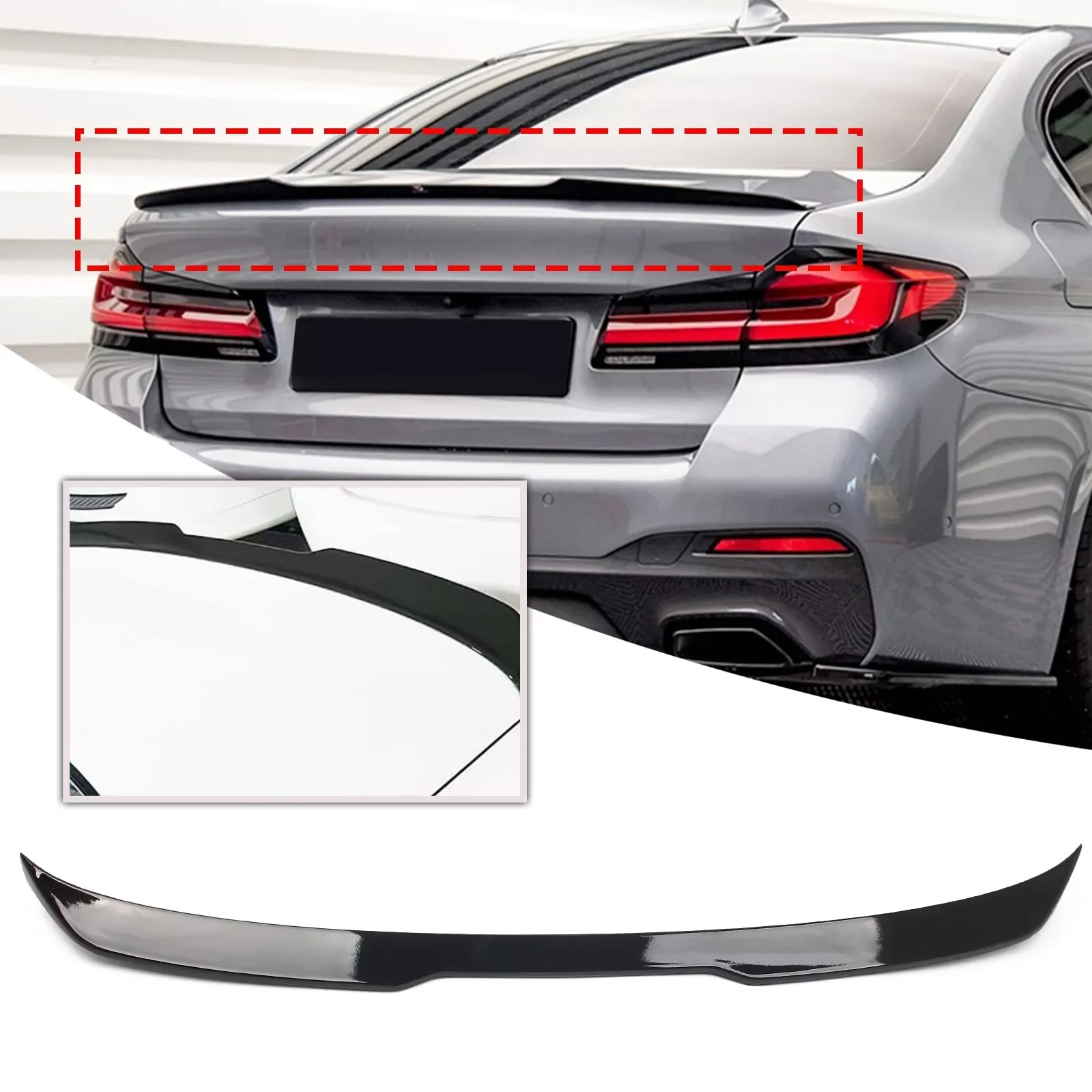 

For 2017-2023 BMW 5 Series G30 530i 540i Rear Trunk Spoiler Gloss Black Pro Style Car Styling Modification Accessorie