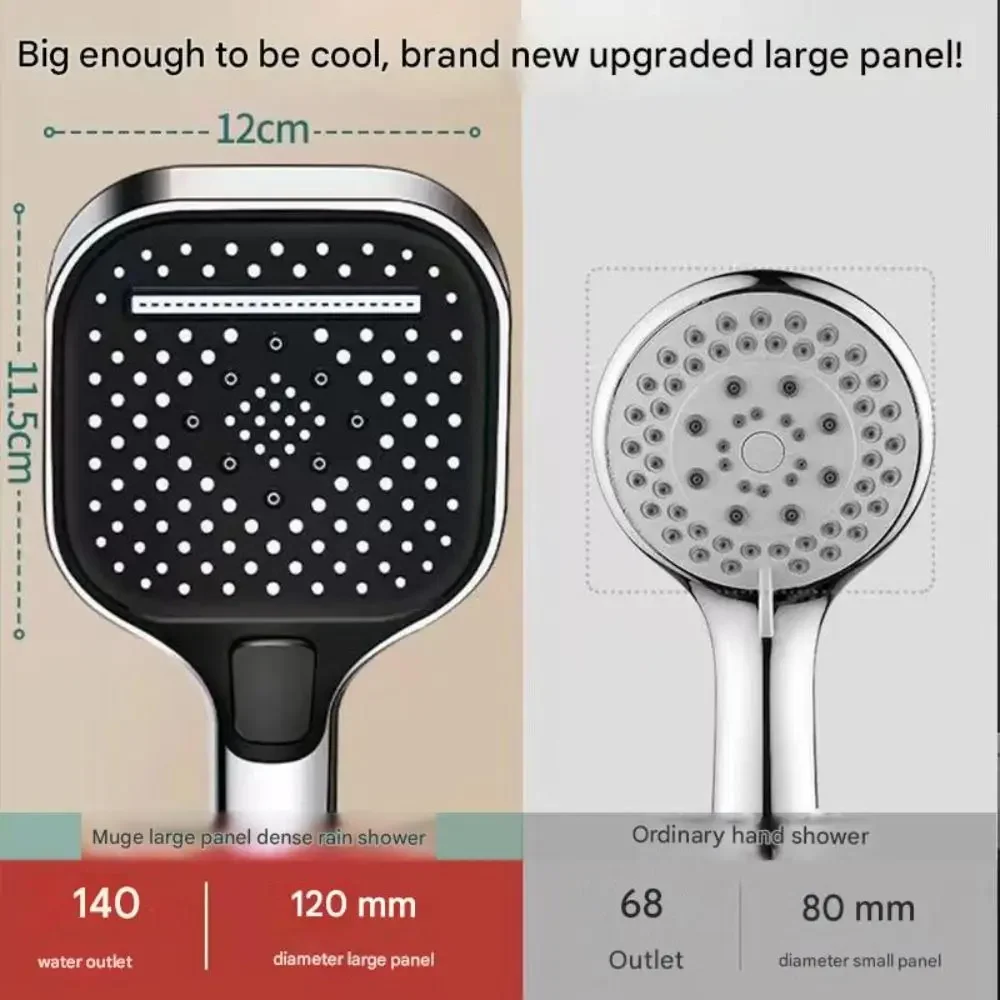 Cabezal de ducha de alta presión con 3 ajustes de pulverización, interruptor de pausa de encendido/apagado, cabezal de ducha de mano de lluvia de gran flujo de 12CM, accesorios de baño