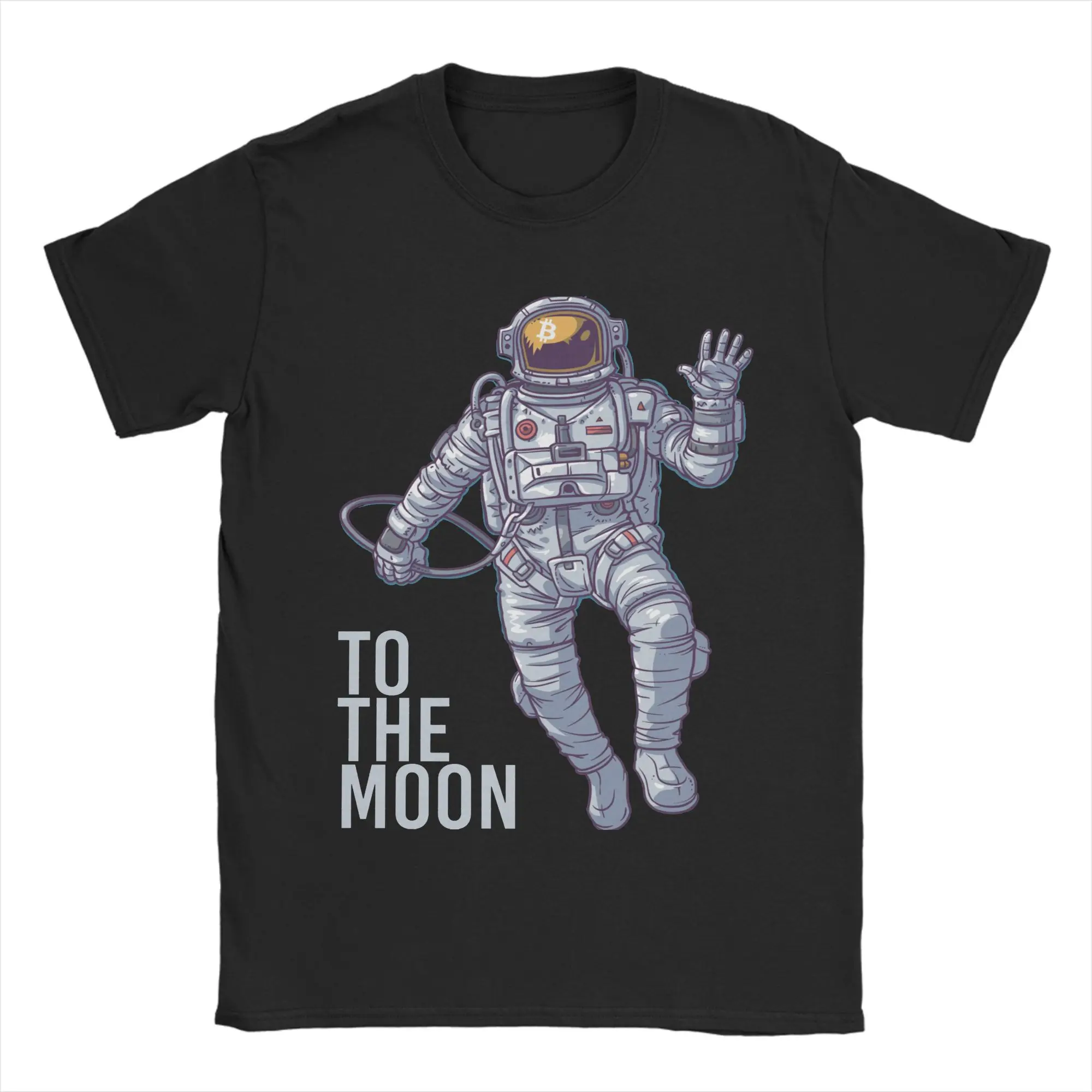 

Bitcoin Astronaut to the Moon Cryptocurrency Men's T Shirt Vintage Tee Shirt Short Sleeve Crew Neck T-Shirts Cotton Clothing