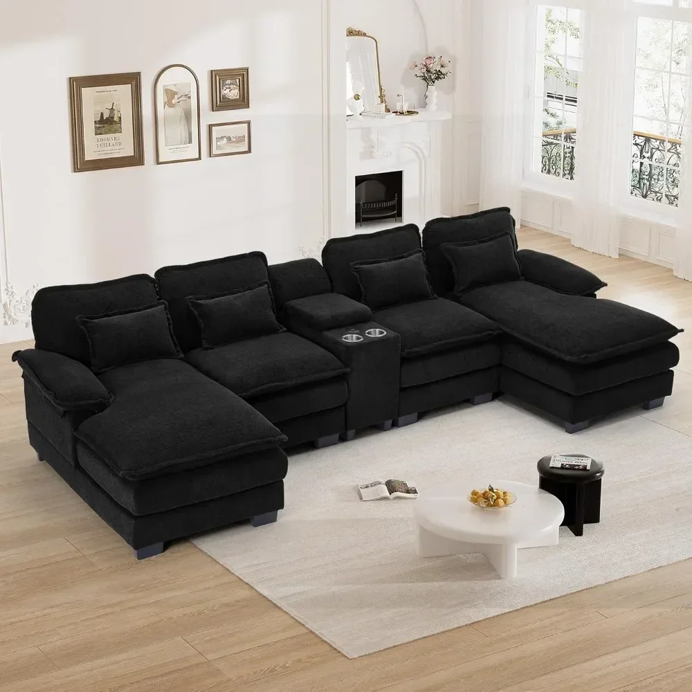 

U Shape Sectional Sofa Cloud Couch,124" Chenille Comfy Couches for Living Room, Modern Upholstered Large Modular Sofa