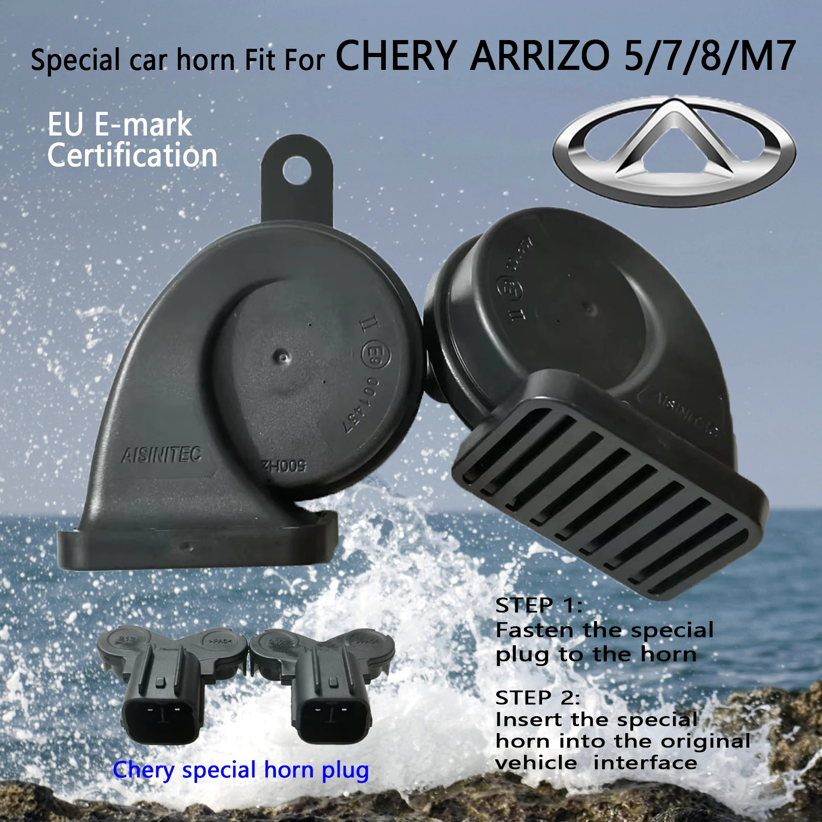 

Special Car Horn FIT For CHERY ARRIZO 5/7/8/M7 12V Super Loud Dual Tone High/Low 510/410Hz snail horn High Quality waterproof