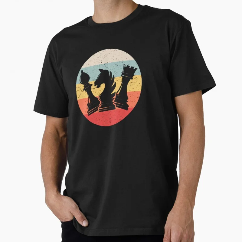 

Vintage Chess Player Gift T shirt for man 100% cotton Large size Tops Game Graphic Print Clothes S-6XL