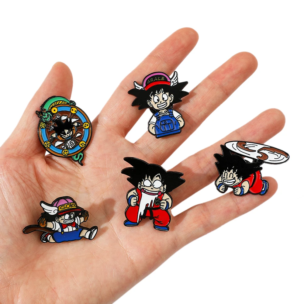 5 Pcs Creativity Cartoon Dragon Ball Brooch Cute Kakarotto Enamel Pin Fashion Metal Badge Backpack Cap Clothing Accessories Gift