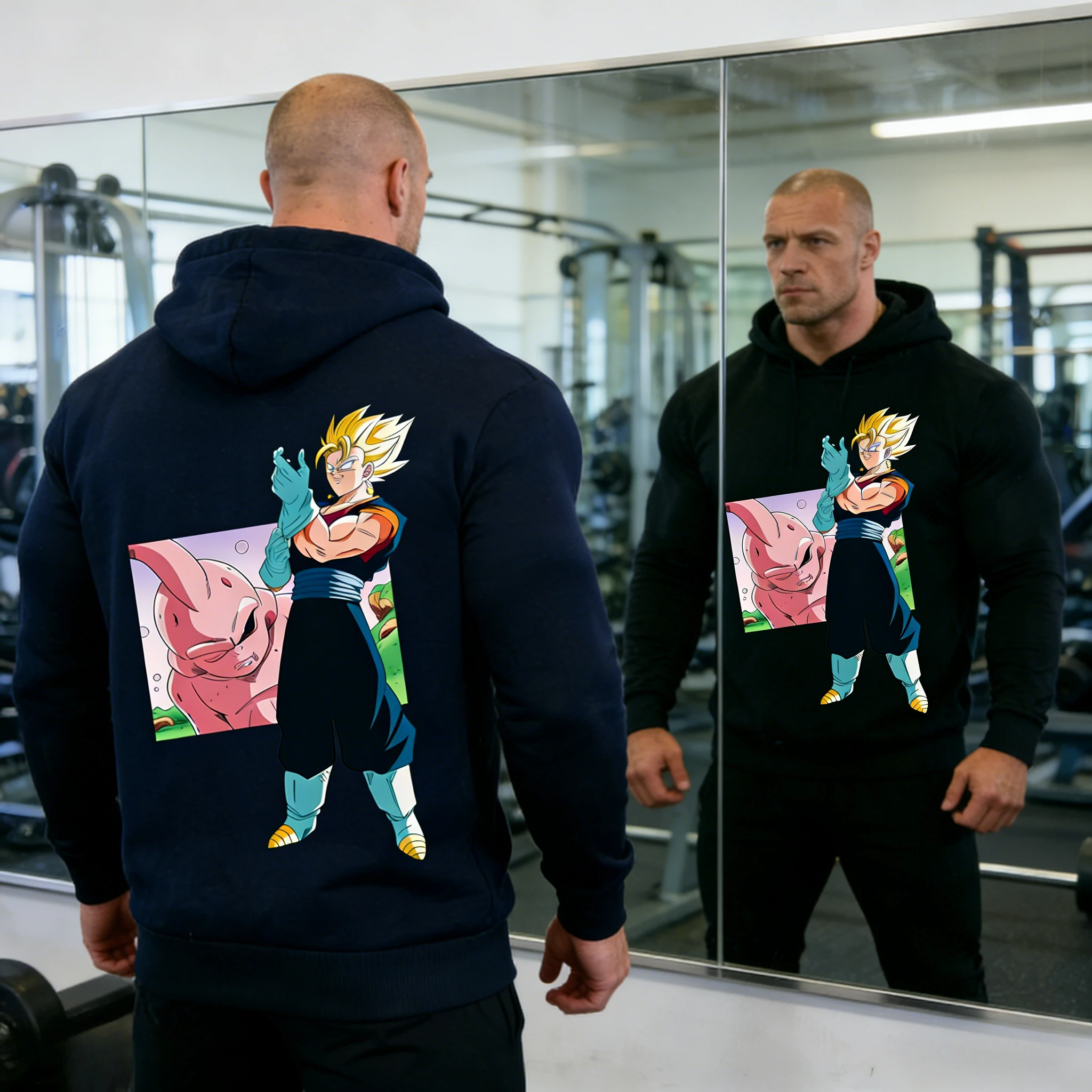 2026 Herbst/Winter Dragon Ball Retro 100% Baumwoll-Hoodie Übergroßer Gogeta vs Buu Print Gym Workout Streetwear für Männer Frauen Y2k
