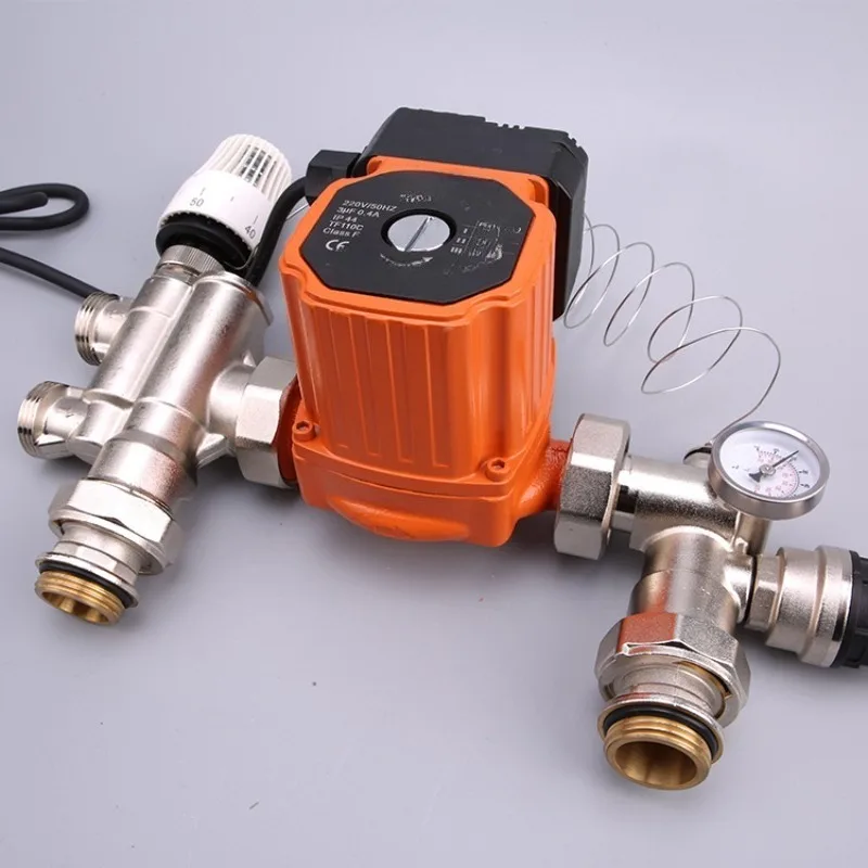 Hot/Cold Water Mixing Valve for Underfloor Heating System, Thermostatic Control, Pump Manifold Connector