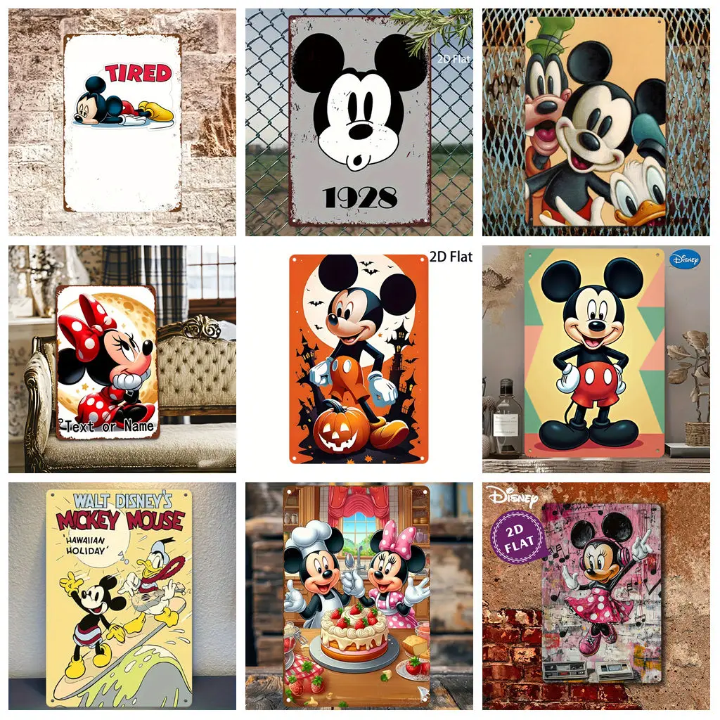 

Miniso Disney Mickey Warm Daily Life Metal Sign wall decor Tin Signs Captain Metal Poster Decor for Bar Pub Club Wall Decoration