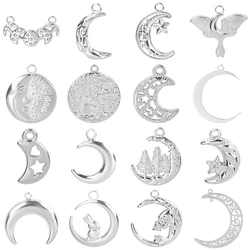 Fashion Moon Charm Pendant Metal 304 Stainless Steel Charms For Jewelry Making Supplies Wicca Components DIY Earrings Bracelets