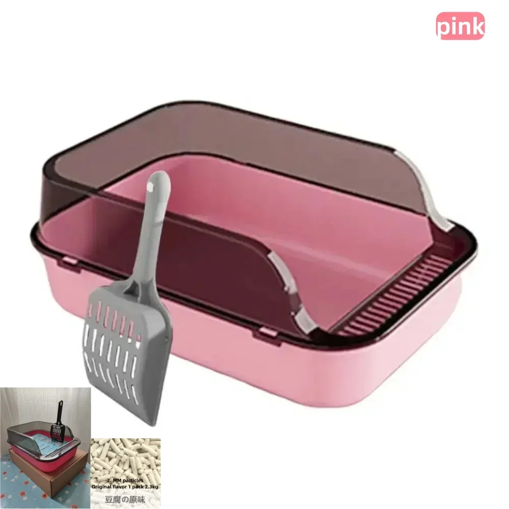 Cat Litter Box Set Large Fence Semi Enclosed Cat Litter Box Thickened Cat Toilet with Cat Litter Scoop Pet Supplies Cat Litter image 6