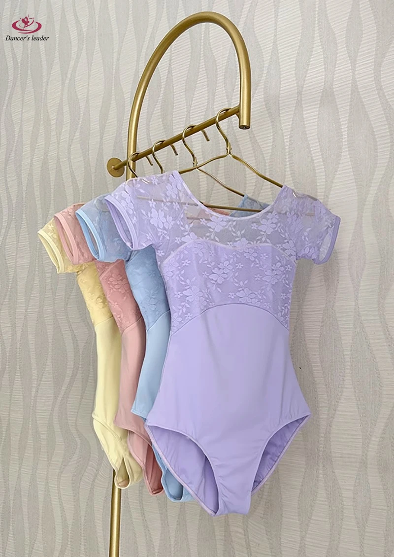 

Ballet Costume, Leonard for Women's Practice Suit, Short Sleeved Lace Gymnastics Tight Fitting Suit, Performance Yoga Costume