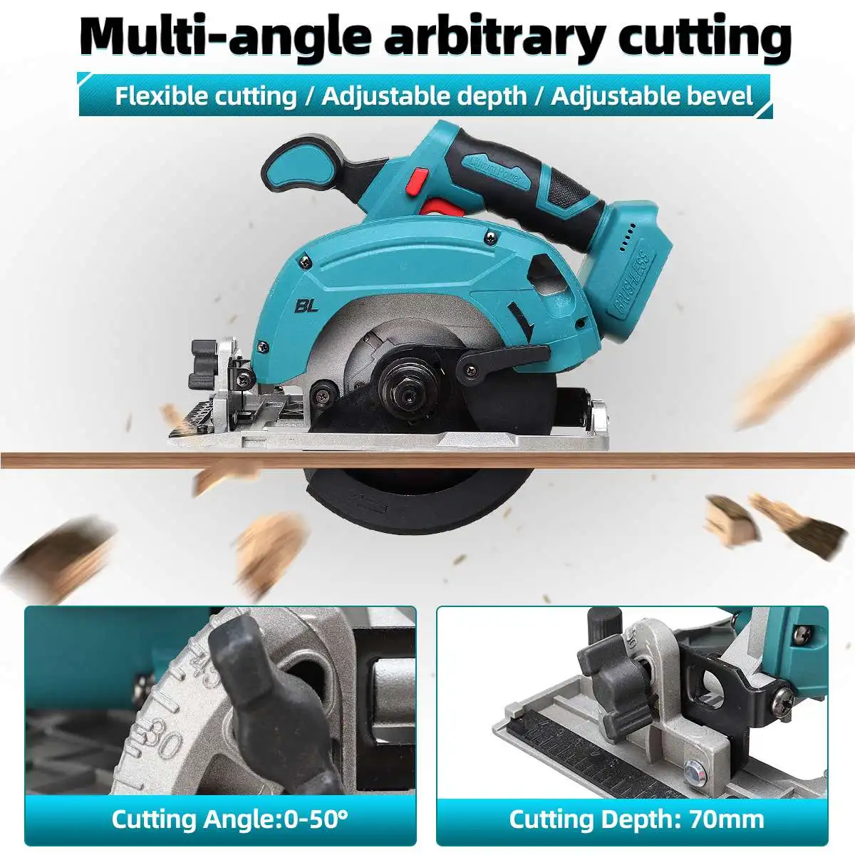 Drillpro 18V Brushless Electric Circular Saw 1200W 5000RPM Electric Woodworking Cutting Power Tool for Makita 18V Battery