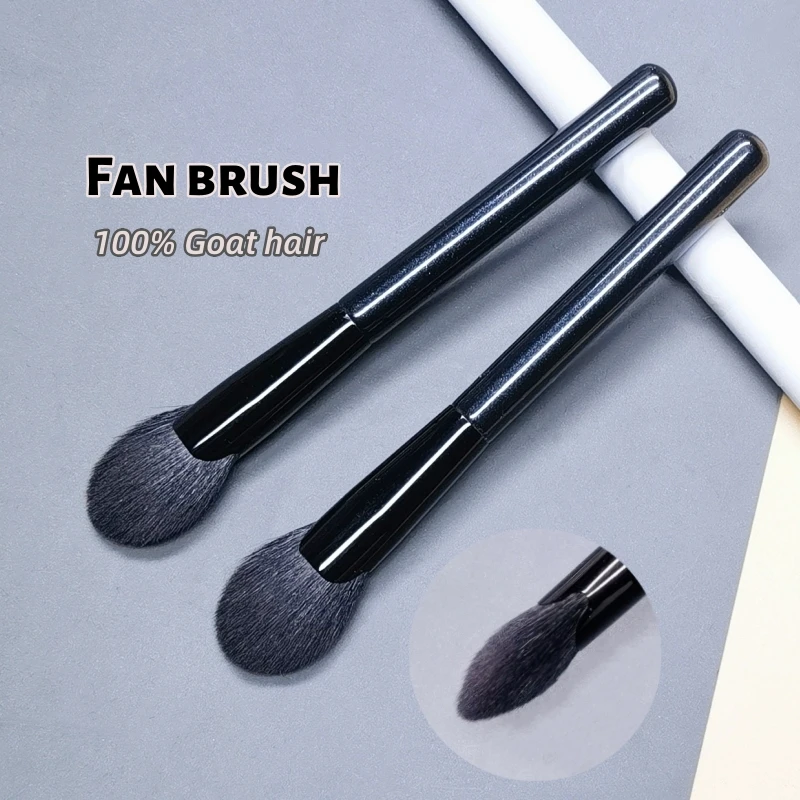 Pincel de Maquiagem Profissional para Rosto: Iluminador, Sombra e Blush - Cerdas de Pelo de Cabra - Ferramenta Essencial para Maquiagem