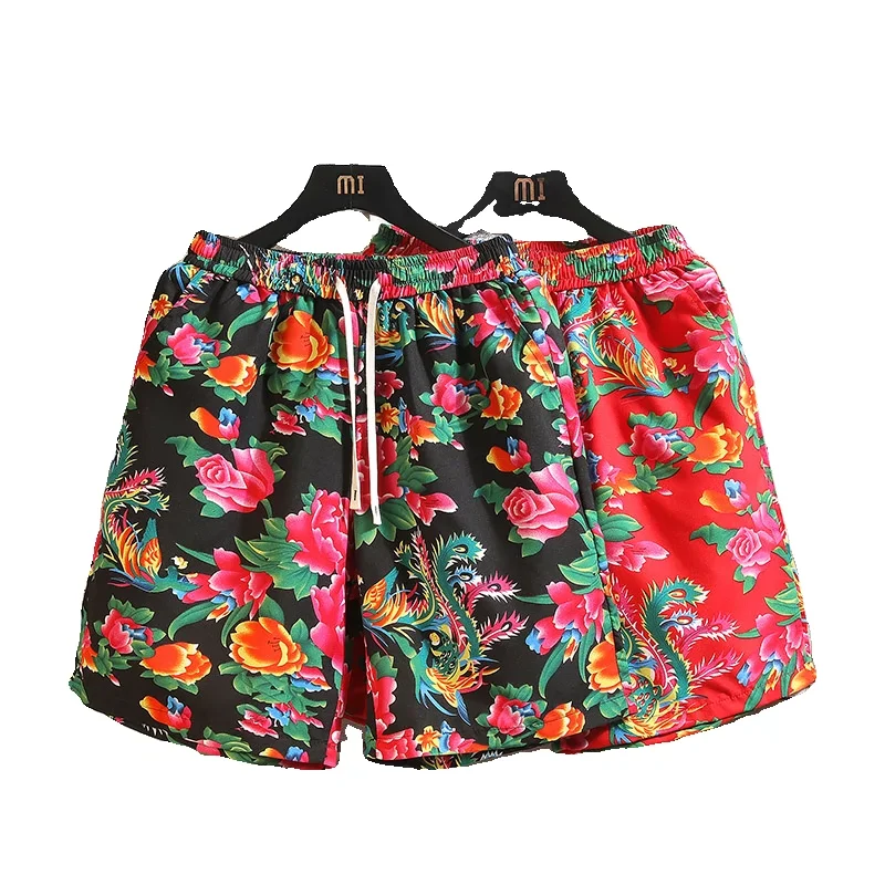 Fashion New 2024 Spring Flower Pants Trendy Male Casual Shorts Fifth Pants Sports Shorts Men's Loose Comfort Fifth Pants