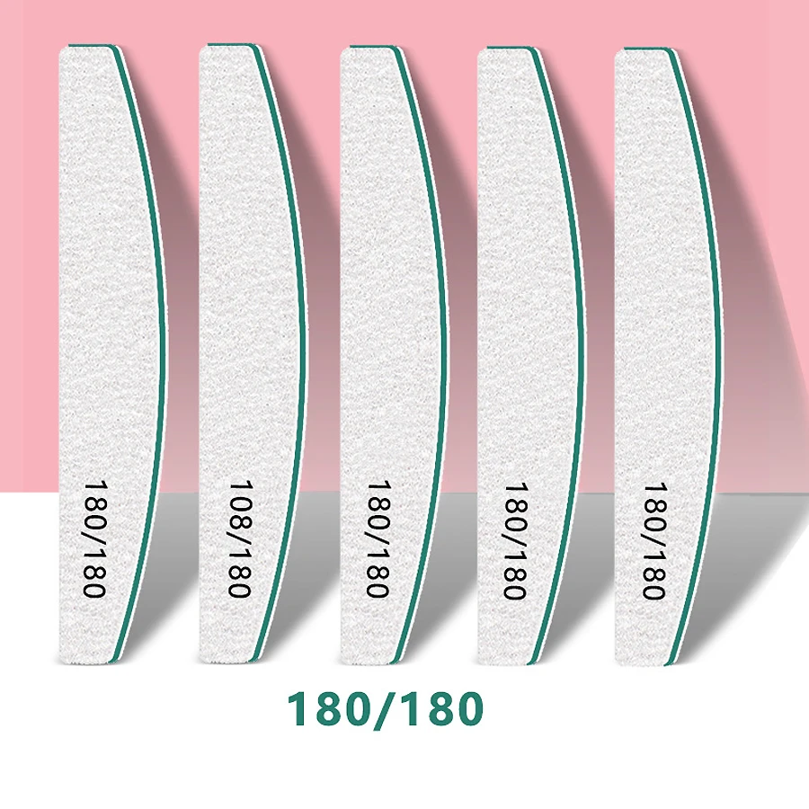5 Stuks Nagelvijlen Set Dubbelzijdig Halve Maan Schuurpapier Met 80/100/150/180/240 Grits Cuticle Remover Buffer Voor Manicure Gereedschap